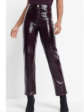 Express Shiny Purple Straight-Leg High Waist Pants Size 2 New